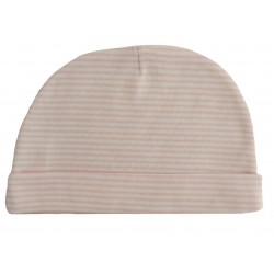 Bonnet naissance rayé rose et blanc