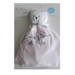 Doudou rose j'aime maman et papa