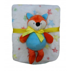 Cadeau naissance bébé doudou renard et sa couverture polaire