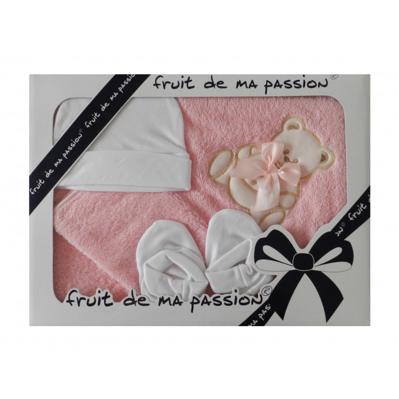 Coffret Bebe Bain Fille Cape De Bain Rose Mon Coffret Naissance