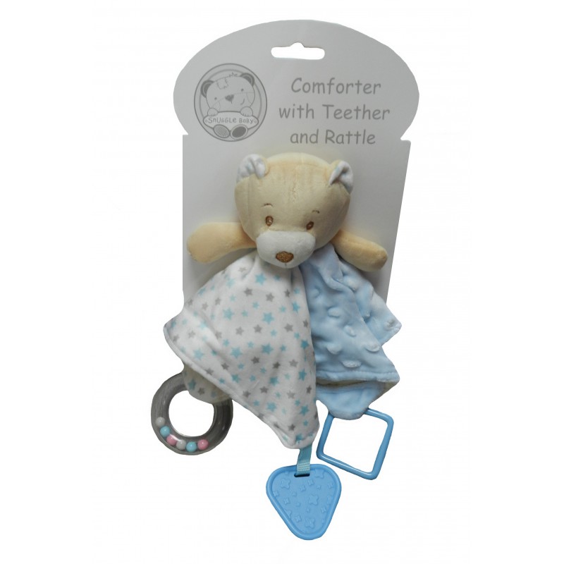 Doudou ourson bleu hochet Doudou ourson bleu hochet