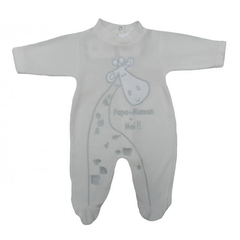 Pyjama velours beige girafe bébé garçon NAISSANCE