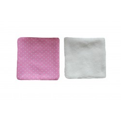 Lingettes rose à pois blanc. Verso éponge de bambou