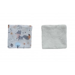 Lingettes lavables tissu renard éponge bambou blanc