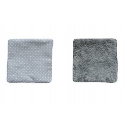 Lingettes lavables tissu gris à pois blanc éponge bambou grise