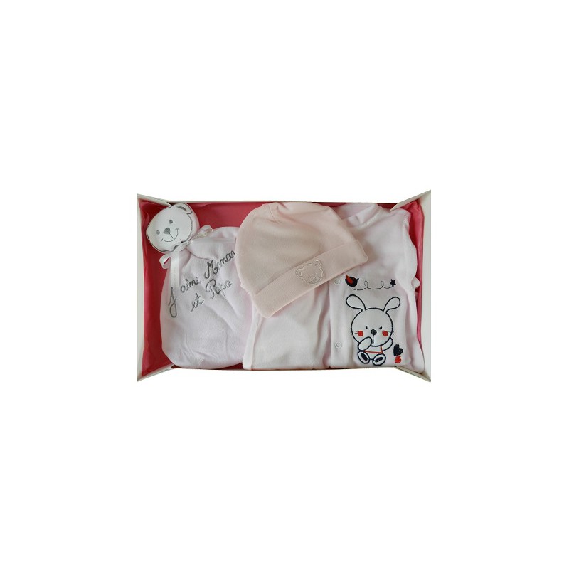 Coffret Cadeau Nouveau-Né 7 En 1 – Serviette à Capuche, Hochet, Bavoir, Chaussettes… | Panier Osier, Cadeau De Naissance