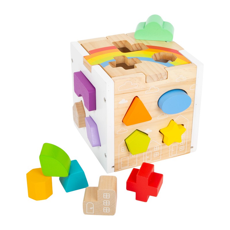 Cube à encastrer en bois avec 13 formes