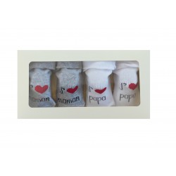 Lot 3 paires de chaussettes bébé fille J'aime Maman J'aime Papa > Babystock