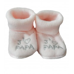 Chaussons naissance rose j'aime papa