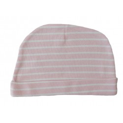 Bonnet naissance rayé rose et blanc