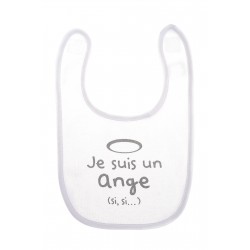 bavoir blanc et gris "petit ange"