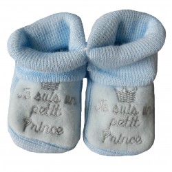 Chaussons naissance bleu je suis un petit prince