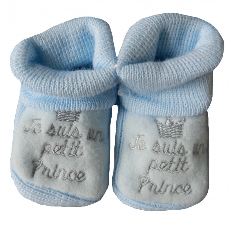 Chaussons naissance bleu je suis un petit prince