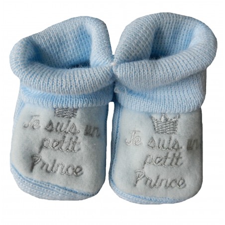 Chaussons naissance bleu je suis un petit prince