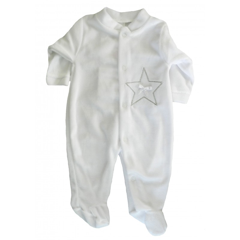 Pyjama bébé blanc étoile argentée