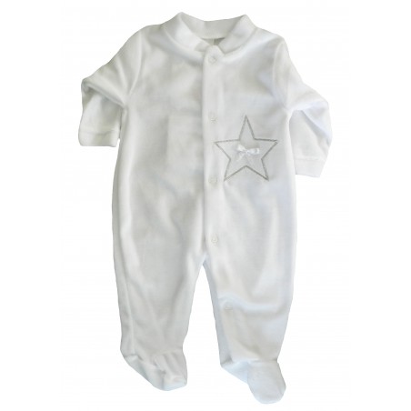 Pyjama bébé blanc étoile argentée