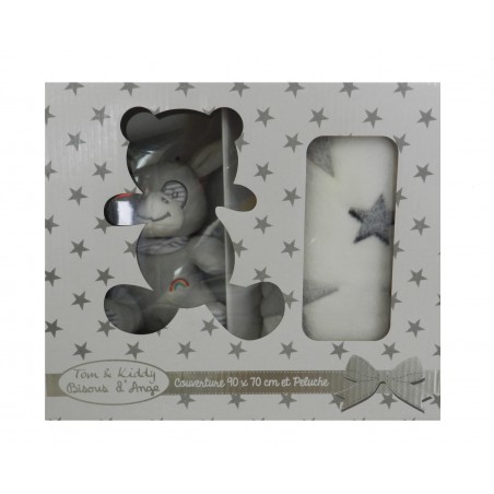 Coffret doudou couverture âne gris