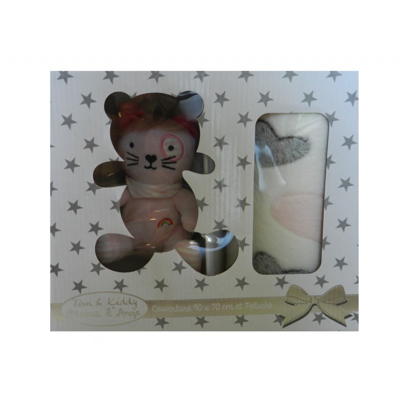 Coffret doudou couverture chat rose Coffret doudou couverture chat rose