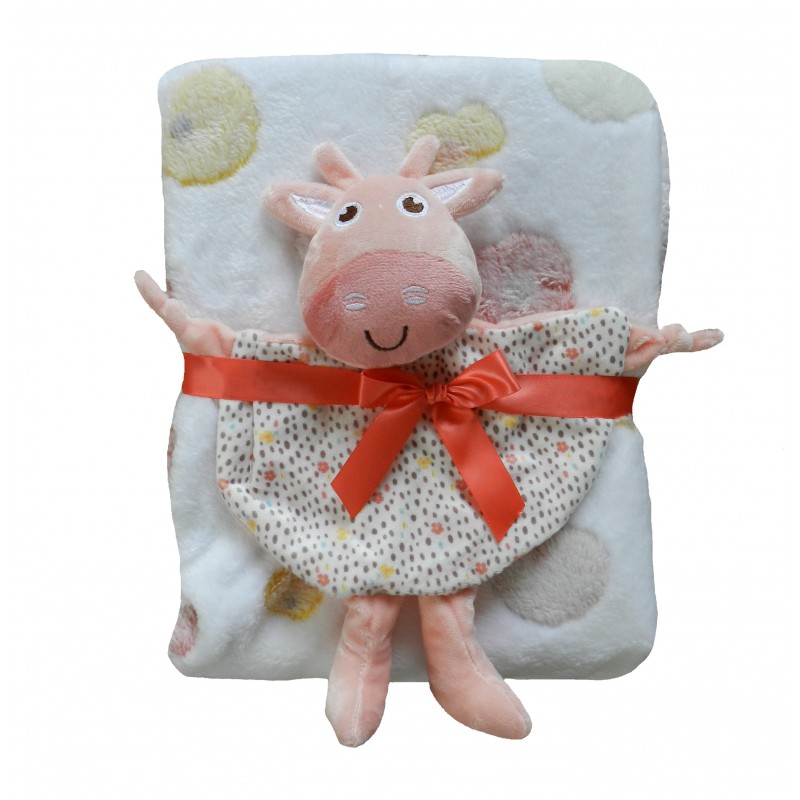 Coffret cadeau bébé fille: doudou plat et couverture polaire Coffret cadeau bébé fille: doudou plat et couverture polaire