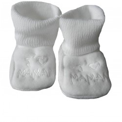 Chaussons bébé blanc j'aime maman