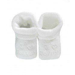 Chaussons bébé blanc j'aime tonton