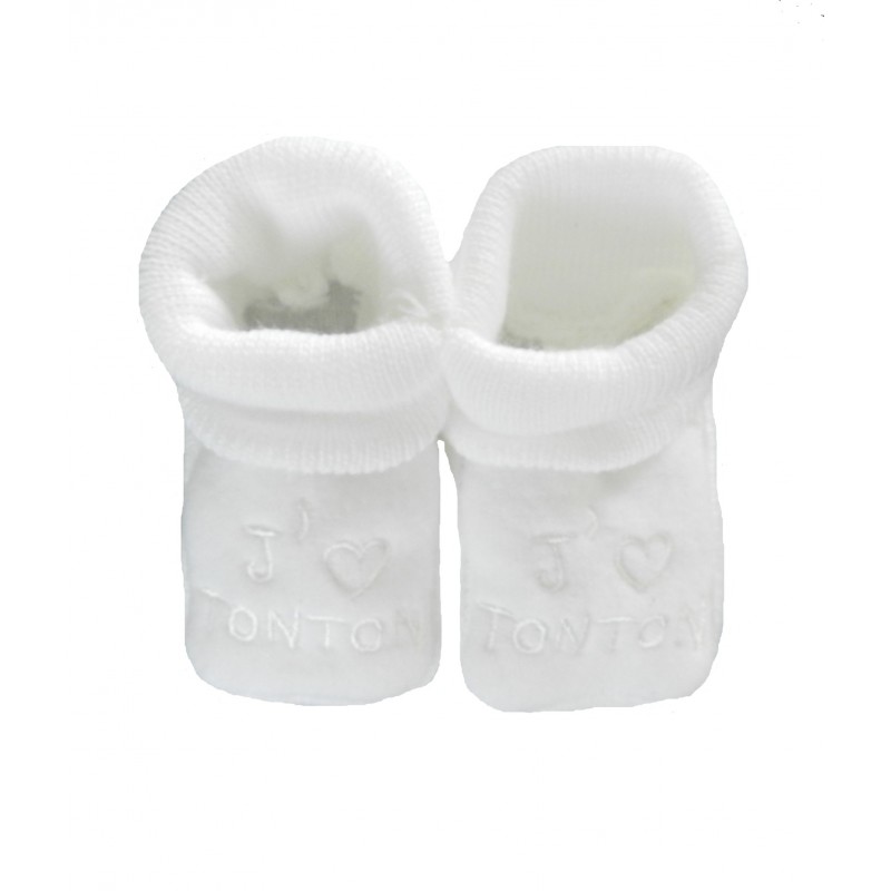 Chaussons bébé blanc j'aime tonton