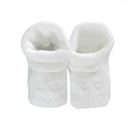 Chaussons bébé blanc j'aime tonton