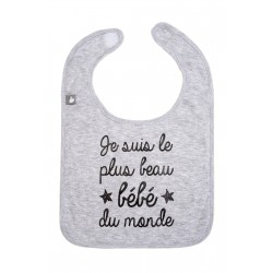 Bavoir gris je suis le plus beau bébé du monde