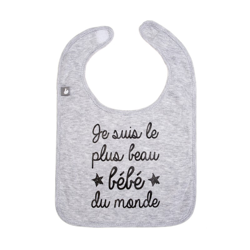 Bavoir gris je suis le plus beau bébé du monde