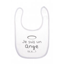 Bavoir blanc et gris je suis un ange