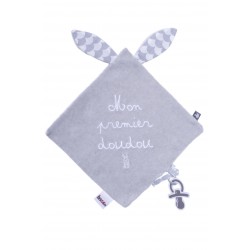 Doudou plat gris et blanc