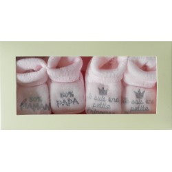 Coffret chaussons naissance rose