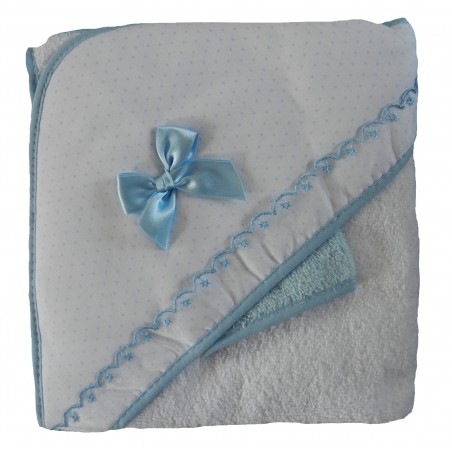 Sortie de bain bébé garçon nœud en satin bleu