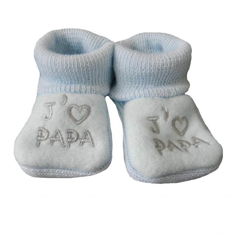 Chaussons naissance j'aime papa bleu