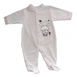 Pyjama bébé fille en velours lapin rose