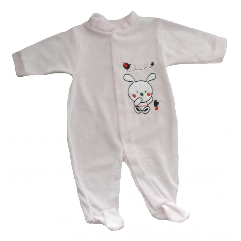 Joli pyjama bébé fille en velours rose! - Mon Coffret Naissance