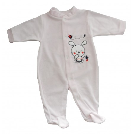 Pyjama bébé fille en velours lapin rose