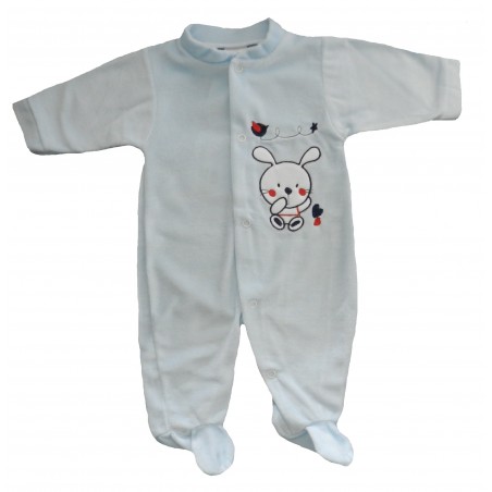 Pyjama bébé bleu motif lapin