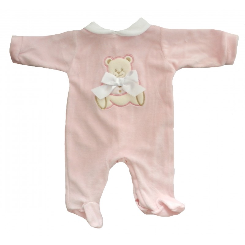 Joli pyjama bébé fille en velours rose! - Mon Coffret Naissance