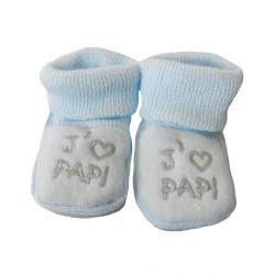 Chaussons naissance j'aime papi bleu