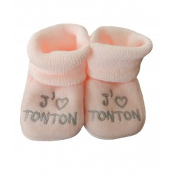 Chaussons naissance rose j'aime tonton