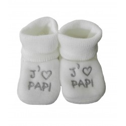 Chaussons naissance blanc j'aime papi