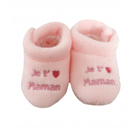 Chaussons rose bébé polaire