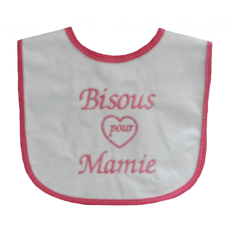 Bavoir blanc et rouge bisous pour mamie Bavoir blanc et rouge bisous pour mamie