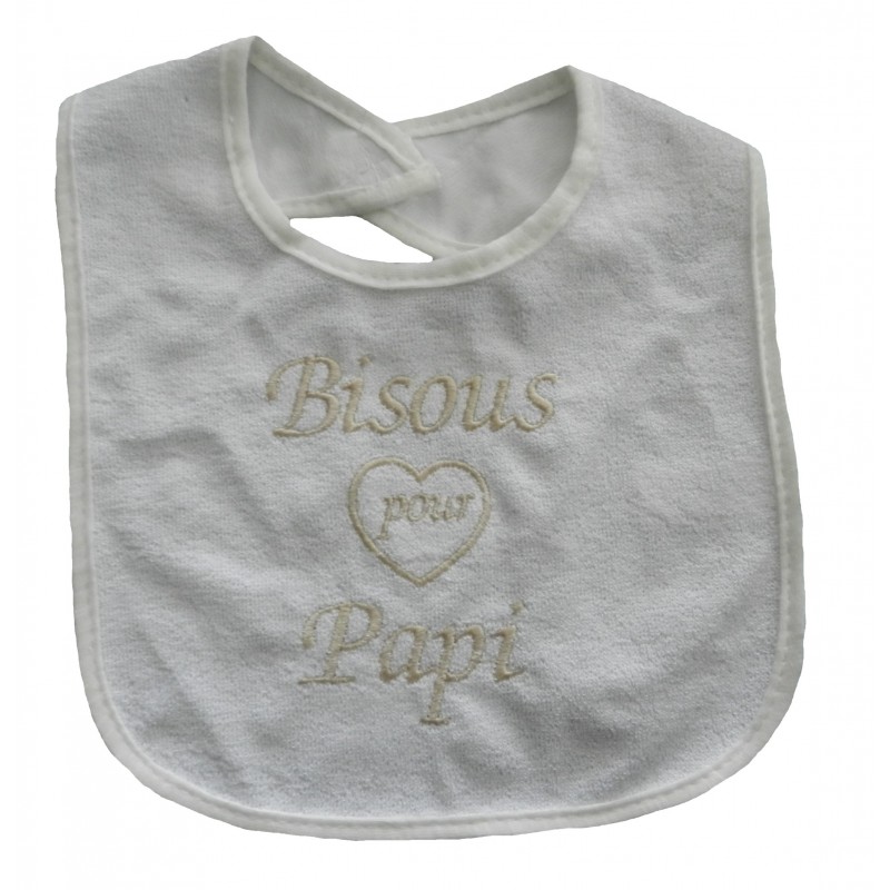 Bavoir beige bisous pur papi Bavoir beige bisous pur papi