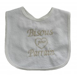 Bavoir bébé beige bisous pour parrain