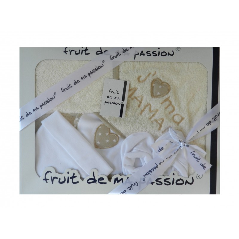 Coffret cape de bain bébé beige Coffret cape de bain bébé beige