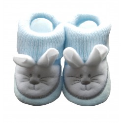 Chaussons bébé garçon maille bleue brodé Je suis un petit Prince > Babystock