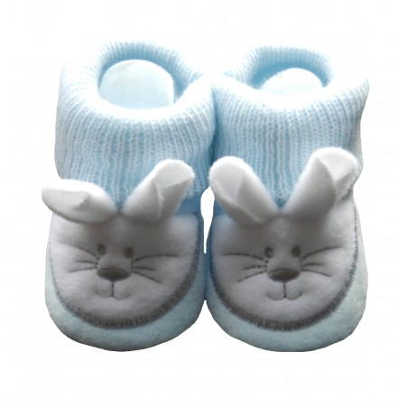 Chaussons naissance tête de souris bleu