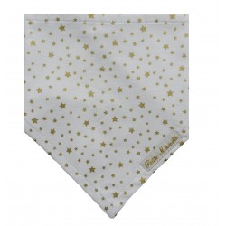 Bavoir bandana blanc et or, broderie "petite merveille"